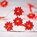 Impress Life Christmas Lights String, Floral Flower Poinsettia Silver Plated Wire 10 ft 50 LEDs with Remote for Covered Outdoor, Thanksgiving, Tent Wedding, Birthday Parties, DIY Home Decorations