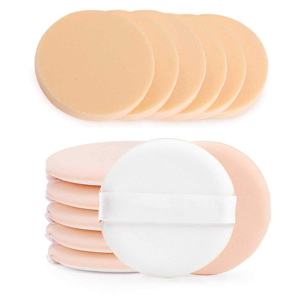 BEAKEY 12 Pcs Round Makeup Sponges with Air Cushion Powder Puff, Latex-free Blending Sponge and Makeup Puff for Liquid Foundation, Cream, Powder, Concealer (6 Sponges+6 Puffs) : Beauty