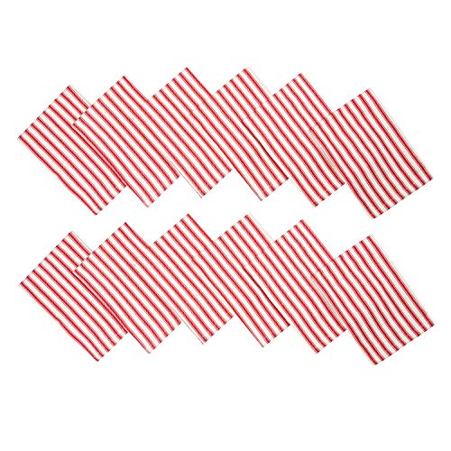 French stripes dinner napkin, Red and White stripes, pack of 12, 100% pure cotton, 18" x 18", Table napkin - Thumbnail 5