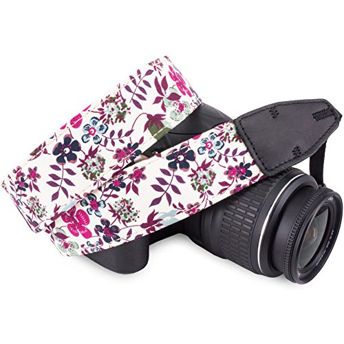 Wolven DSLR/SLR Camera Neck Shoulder Belt Strap Cotton DSLR/SLR Camera Neck Shoulder Belt Strap For Nikon Canon Samsung Pentax Sony Olympus or Other Cameras - Purple Flower - Thumbnail 5