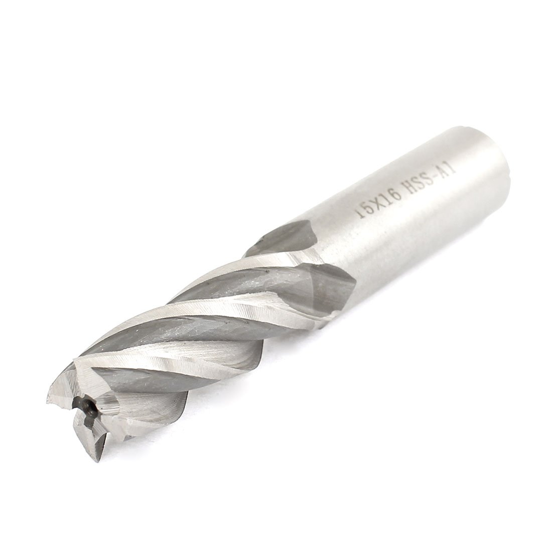 sourcingmap 16mmx15mmx32mmx90mm Machining Cutting Tool Helical Groove 4 Flute Straight Shank Milling Cutter End Mill