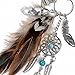 SZTARA Boho Dream Catcher Keyring Fashion Natural Turquoise Charming Silver Feather Plane Leaf Keychain Women Bohemian Jewelry, Brown, One Size