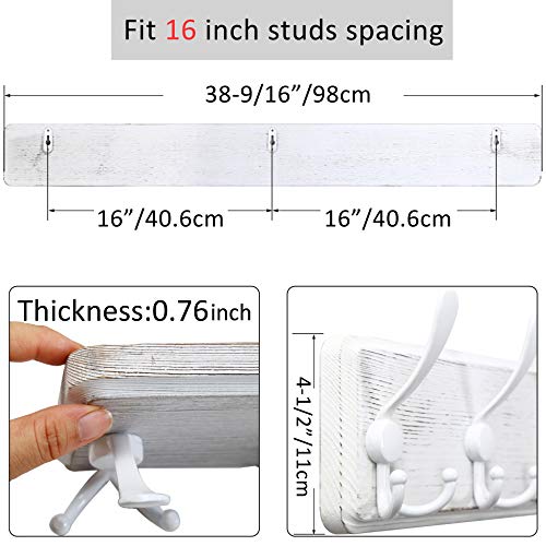 WEBI Coat Rack Wall Mount,38 9/16’’ Long,10 Triple Hooks,Coat Hooks