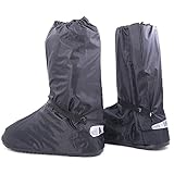 Hilitchi Black Men Waterproof Rainstorm Rainy Day Rain suit Raingear Motorcycle Outdoor Protective Gear Rain Boot Shoe Cover Zipper US 10-11 / Euro 44-45 (Black, US10-11/Euro44-45)