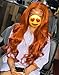 EVLYNN Hair Lace Front Wigs red brown Synthetic orange Loose Wave Wigs Heavy Density Glueless Long Lace Wigs for Women Synthetic Wig (24 Inch Orange Red brown Wavy Lace Front Wig)