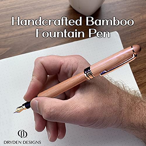 Dryden Designs Luxury Bamboo Fountain Pen with Ink Refill Converter and
