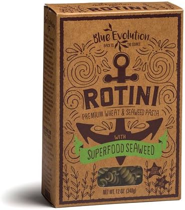 Rotini Pasta Infused With Superfood Seaweed 12oz, Classic Tasting Premium Whole Grain Wheat Pasta Plus Seaweed Benefits, Exceptionally Fulfilling, Non-GMO, Great Iron Source (1 Box)