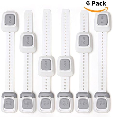 Chosinbaby Cabinet Safety Locks Child Safety Cabinet Locks Multi Use Latches Child Locks for Cabinets Drawers Refrigerator Doors Adjustable Strap and Latches 6 Pack No Tools No Drill Required (6)