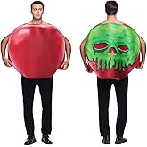 EraSpooky Adult Poisoned Apple Costume Fairy Tale Evil Cosplay Outfit Double Sided Different Prints Red Apple Skeleton One Size Food Costume