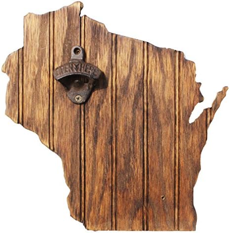 Grace Graffiti Wisconsin State Bottle Opener with Chestnut Stain