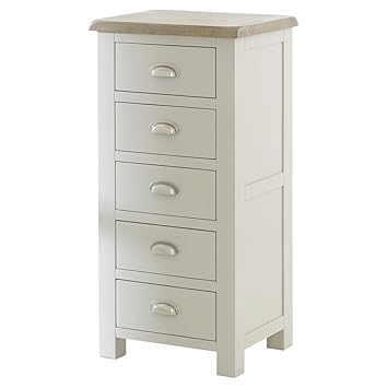 The Furniture Market Chester Grey Painted 5 Drawer Tallboy Chest