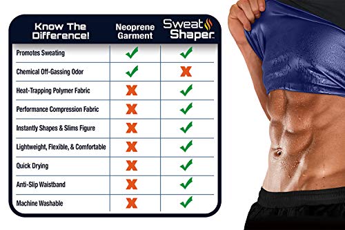 Sweat Shaper Men's Premium Workout Tank Top Slimming Polymer Sauna Vest for Weight Loss Tummy Fat Burning ,Black - Thumbnail 4