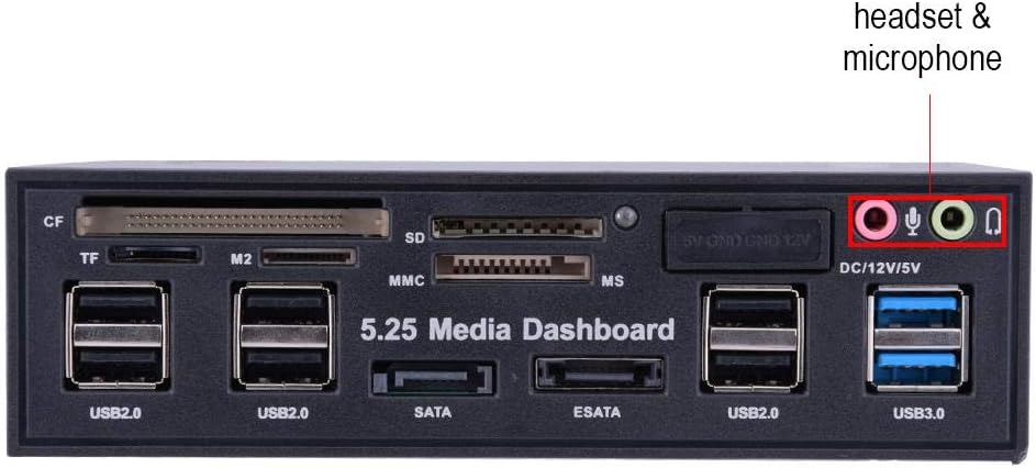 Multi Card Reader, 5.25 inch Media Dashboard Front Panel USB3.0/2.0 HUB eSATA SATA Audio Multi Card Reader - Image 3
