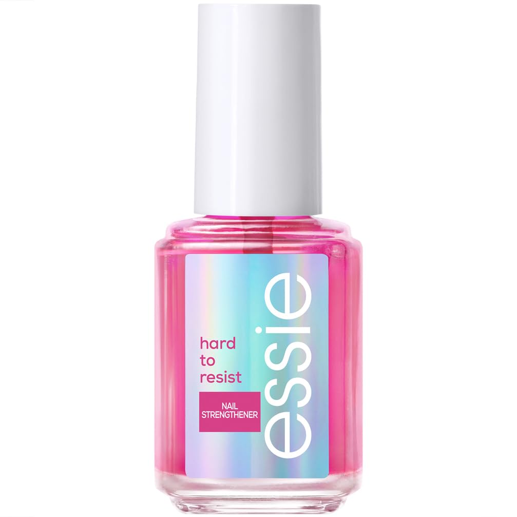 essie Nail Care Hard To Resist Nail Strengthener, Clear Tint Formula for Weak & Damaged Nails, Clinically Tested, Vegan Formula, Pink Tint, Glow & Shine 13.5ml