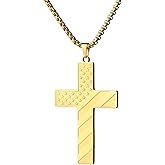 Black Cross Necklace for Men Stainless Steel 18K Gold Silver Plated American Flag Pendant Bible Verse Cross Necklaces Jewelry Gifts 18"-24"