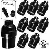 SerBion 8 Pack E26/E27 the US Standard Screw Black Light Socket, Edison Retro Pendant Lamp Holder For Lamp Socket And Fixture Replacement, 8 Pack