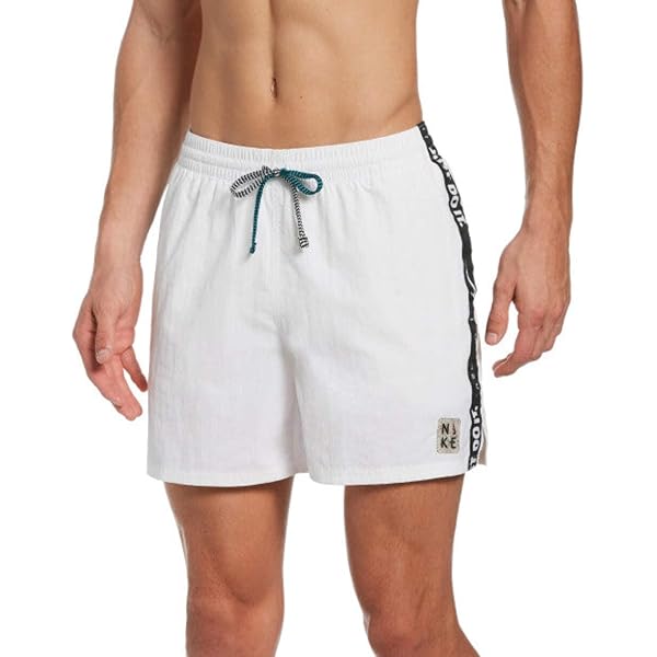 Nike Swim Men's JDI Logo Tape Racer 5'' Volley Trunks White