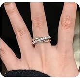 Quivox Sparkly Rhinestone Open Ring for Women,Trendy Statement Finger Ring Adjustable Gold Plated Line Thumb Rings,Minimalist Cz Jewelry Accessories Gifts