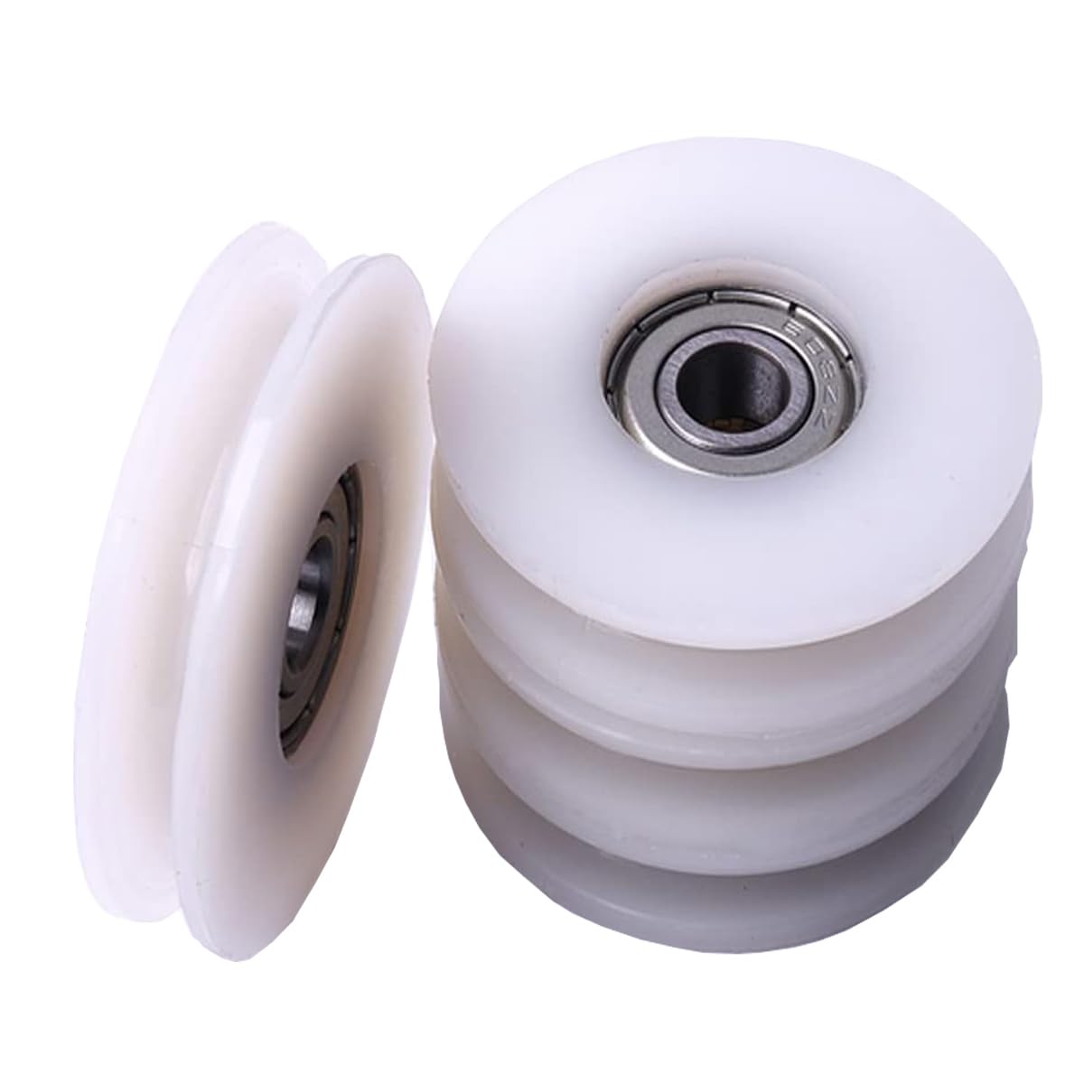 CBRIGHT U Groove Pulley Bearing Track Roller Wheel Bearing Nylon Round High Carbon Steel Pulley , 4 Pieces ,8x46.5x10mm