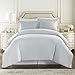 HC Collection Duvet Cover - Ice Blue Queen Size Duvet Cover - 3 Piece Soft Breathable Microfiber Duvet Cover Set with Zipper Closure & 2 Pillow Shams