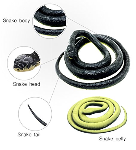 Realistic Rubber Black Mamba Snake 52 Inch Long,Scare Toy, by Brandon-super