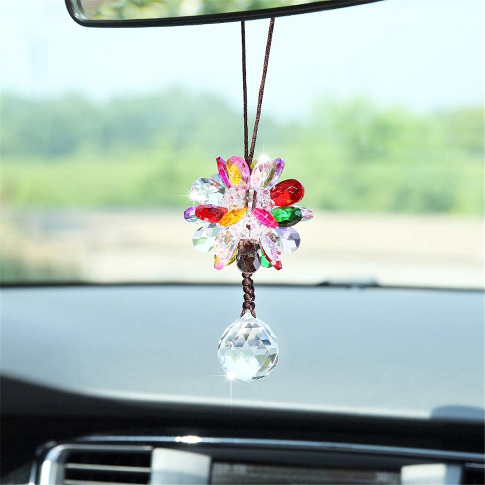 WEISIPU Crystals Ball Prisms Suncatcher Hanging Ornament Crystals Rainbow Flowers with Clear Crystal Pendants for Home, Office, Garden Decoration, Car Pendant, Birthday Present(Colorful) ...