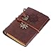 EvZ Leather Writing Journal Notebook, 7 Inches Vintage Nautical Spiral Blank String Diary Notepad Sketchbook Travel to Write in, Unlined Paper, Retro Pendants, Classic Embossed, Retro Coffee