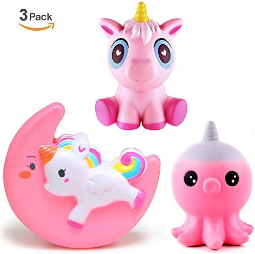 Aisikasi Slow Rising Jumbo Squishies Toys, 3 PCS Release anxiety Tress Reliever Toys, Cute Octopus, Fascinating Moon Squeeze Toys for Collection Gift, Decorative Props Large or Stress