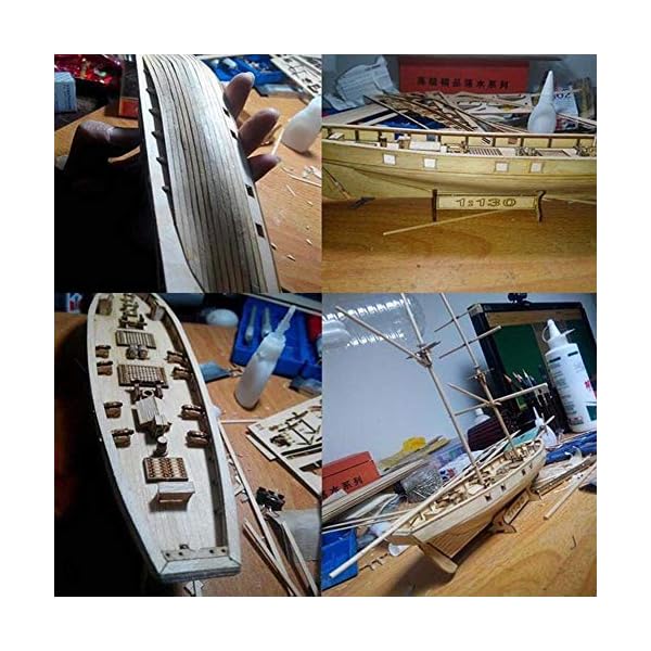 ZNYB Modellbausatz Holz Schiff DIY Holz Segelboot Vintage Schiff Montage Bausätze Schiff Modell Spielzeug Harvey Segel… – Bild 6