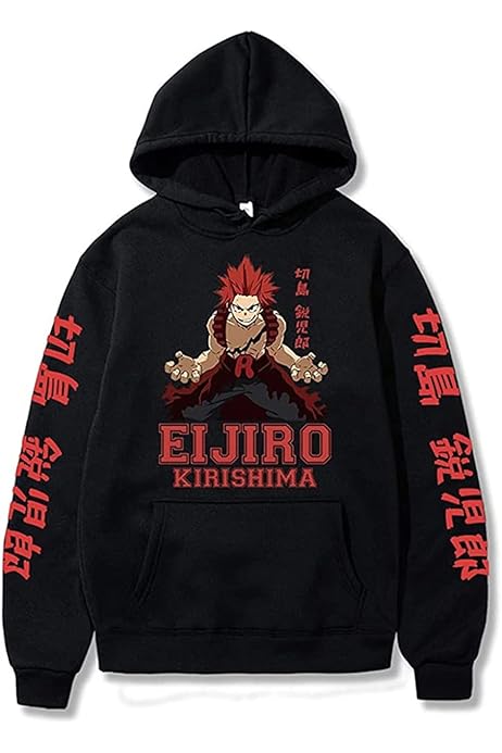 Xuminvty Eijiro Kirishima Academia Hoodie Sweatshirt Kirishima Anime Hooded  Pullover Sweater (Black, xs) at Amazon Women's Clothing store