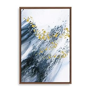 Framed Canvas Home Artwork Decoration Golden Abstract Art Canvas Wall Art for Living Room, Bedroom - 16x24 inches