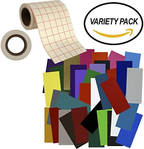 6x12 Assorted Adhesive Vinyl 35 pack with 50ft of Red Grid Transfer Paper