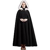 BEAUTELICATE Renaissance Hooded Cloak Cosplay Medieval Wool Blend Halloween Winter
