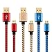 Galaxy S7/S6 Charger, 3 Pack 6Ft Perfect for Family Long Braided Fast Micro USB 2.0 A to Micro B Android Charging Cable for Samsung Galaxy S7 S6 Edge,Note 4 5,LG G3 G4,HTC,Nexus,More (Red/Gold/Blue)