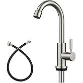 Heyalan Kitchen Faucet Single Handle 1 Hole Deck Mount SUS304 Stainless Steel Sink Bar Tap Goose Neck,Cold Water Faucet,Brushed Nickel