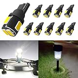 Shangyuan 194 T10 T5 Wedge Base LED Bulb for Malibu Landscape Lighting Deck Lights Figurine Lights In-Ground Lights Step Lights Path Lights Spotlights Outdoor Garden Lighting, White DC12v (Pack of 10)