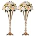 2 Pcs Set Metal Wedding Flower Trumpet Vase Stand, 14 inch Table Decorative Centerpiece Artificial Flower Arrangements for Anniversary Ceremony Party Birthday Event Aisle Home Decoration (Gold)