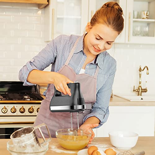 MHCC 5-Speed​ Electric Hand Mixer with Snap-On Storage Case, Whisk Beaters, 250-Watt-Black