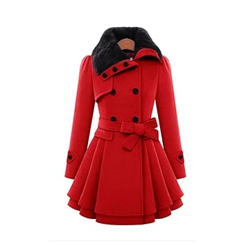 red womans coat