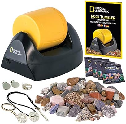 National Geographic Starter Rock Tumbler Kit Includes Rough Gemstones 4 Polishing Grits Jewelry Fastenings Detailed Learning Guide Great Stem Science Kit For Mineralogy Geology Enthusiasts Amazon Sg Toys Games