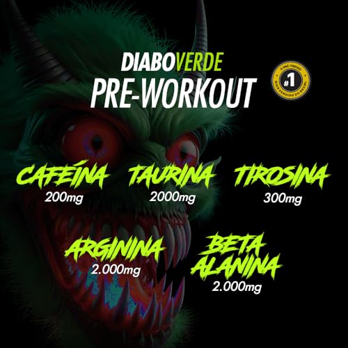 FTW Pré-Treino Diabo Verde - Energia Extrema, Força e Foco - Potência Hardcore com Cafeína, Beta-Alanina - Para Treinos Intensos - sabor: Arco Iris - Pote 150g