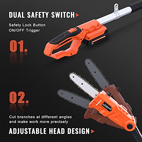 Voltask Cordless Pole Saw, 20V 8Inch Telescoping Electric Pole Saw
