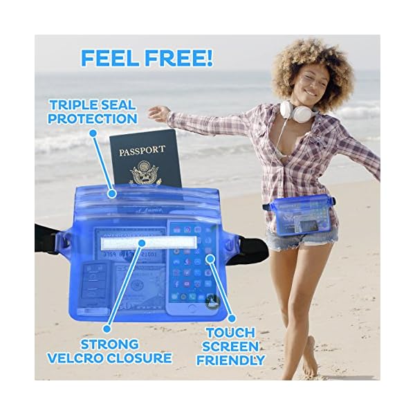 Aquamare-Waterproof-Pouch-Dry-Bag-Case-with-WaistShoulder-Strap-Fanny-Pack-2-Pack-Blue-and-Black-Color