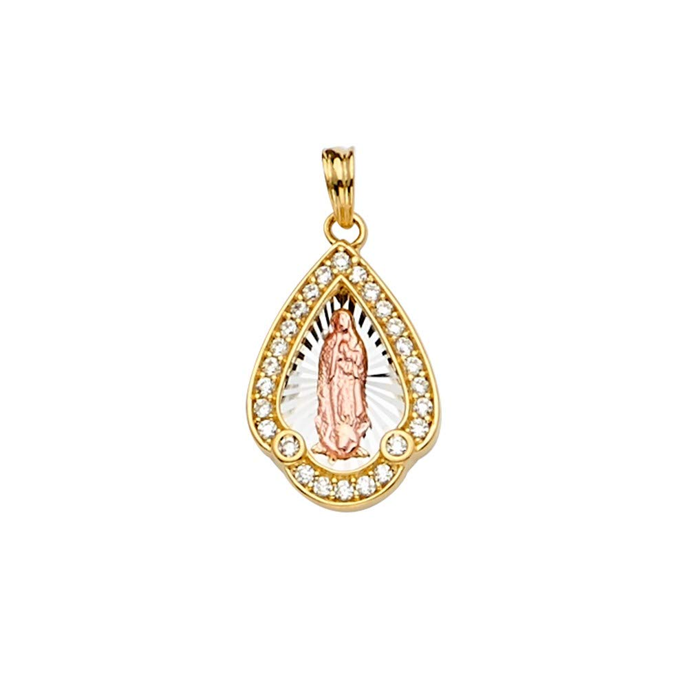 Bonyak Jewelry 18 Inch Rhodium Plated Necklace w// 4mm Yellow November Birth Month Stone Beads and Our Lady of Guadalupe