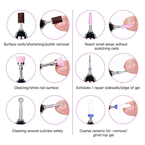 Nail Drill for Acrylic Nails 30000rpm - Ejiubas Electric Nail Drill Professional Nail Drill Machine Rechargeable Electric Efile for Gel Nails Manicure Pedicure Polishing Cuticle Salon or Home Use
