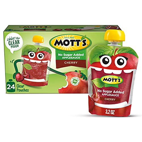 Mott's No Sugar Added Cherry Applesauce,Clear Pouch, Perfect for onthe