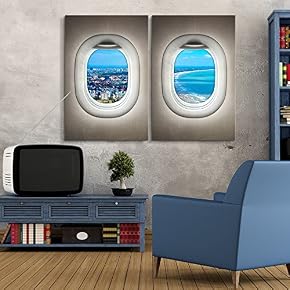 2 Panel Bay City Scape Window View x 2 Panels