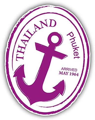 JJH Inc Magnet Thailand Phuket Retro Sailing Passport Stamp Flexible Vinyl Magnet Waterproof Car Magnetic Bumper Sticker 5"