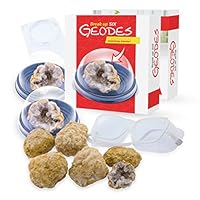 Kid Labsters Geodes Set - Crack Open 6 Rocks & Discover Amazing Crystals Inside - Complete Set of Safety Goggles, Magnifying Glass & 2 Stand for Boys and Girls of All Ages