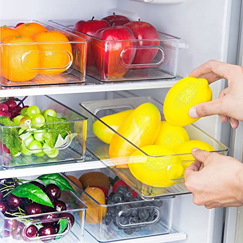 Stackable Refrigerator Organizer Bins, Set of 6 Medium Plastic Fridge